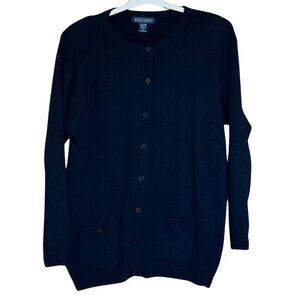 Evan Davies Vintage Black Wool and Angora Cardigan with Shoulder Pads - Size L